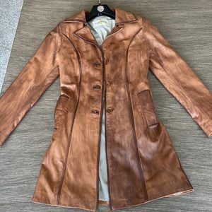 Italian leather trench jacket & theory sweater